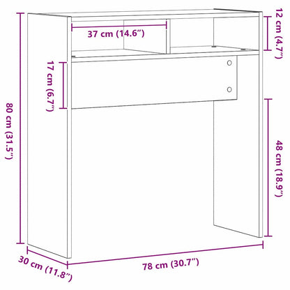vidaXL Konsolentisch Schwarz Eichen-Optik 78 x 30 x 80 cm