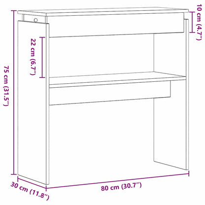vidaXL Konsolentisch Schwarz Eichen-Optik 80 x 30 x 80 cm
