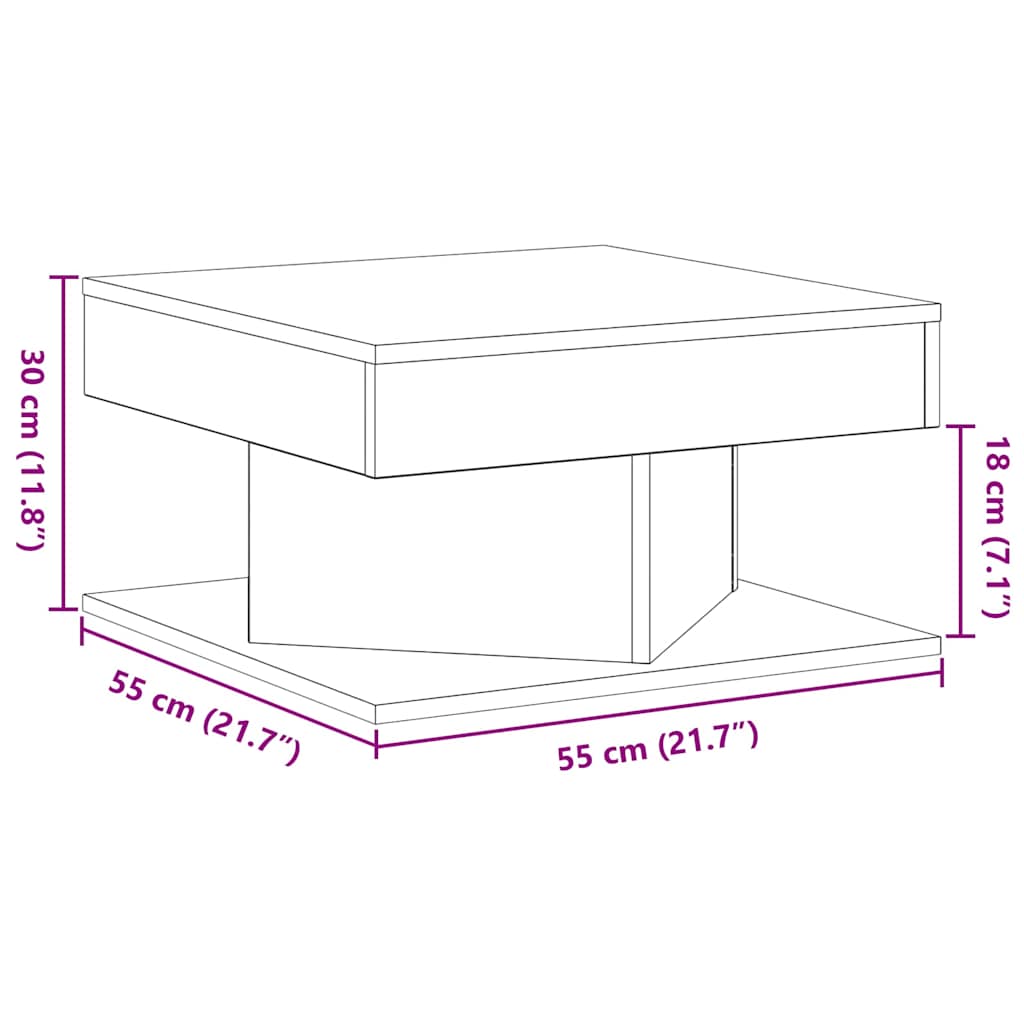 Couchtisch Schwarz Eichen-Optik 57 x 57 x 30 cm Holzwerkstoff