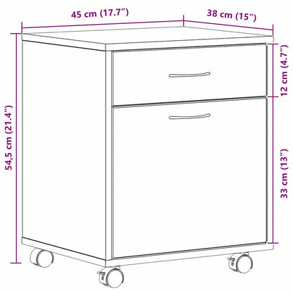 vidaXL Rollschrank Schwarze Eiche 45 x 38 x 54 cm Holzwerkstoff