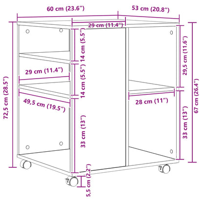 vidaXL Aufbewahrungsschrank Schwarz Eichen-Optik 60 x 53 x 72,5 cm