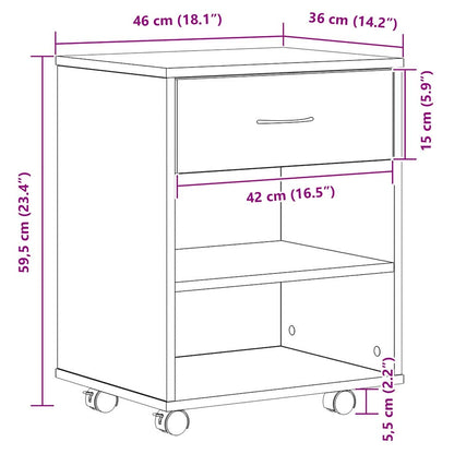 vidaXL Aufbewahrungsschrank Schwarz Eichen-Optik 46 x 36 x 59 cm