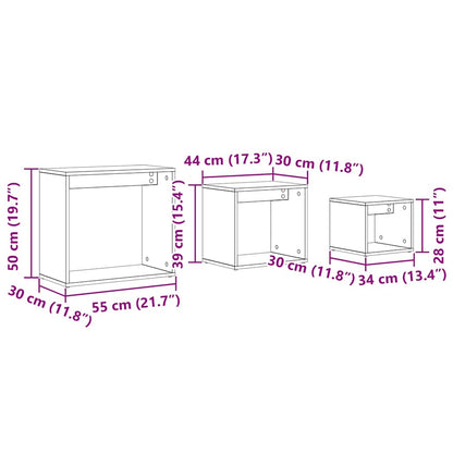 vidaXL Nestingtisch 3 pcs Schwarz Eichen-Optik Holzwerkstoff