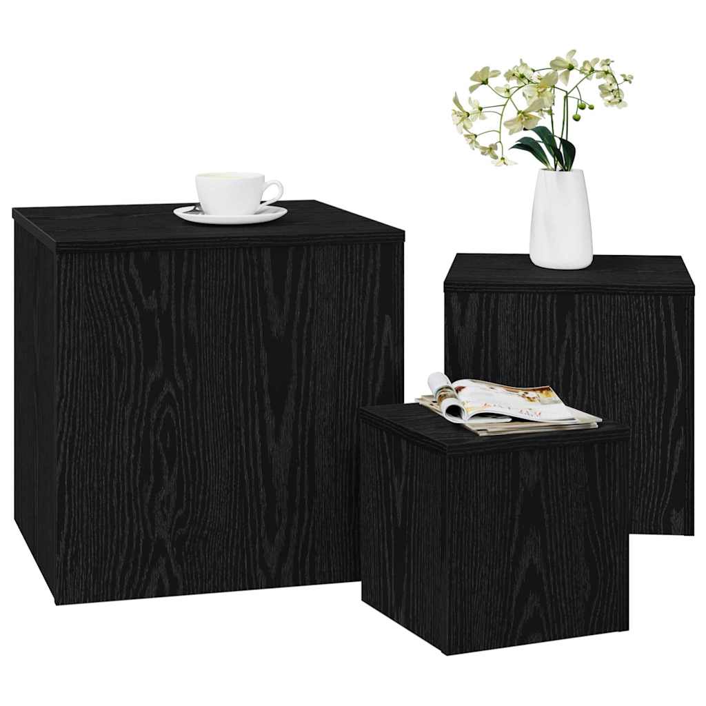 vidaXL Nestingtisch 3 pcs Schwarz Eichen-Optik Holzwerkstoff