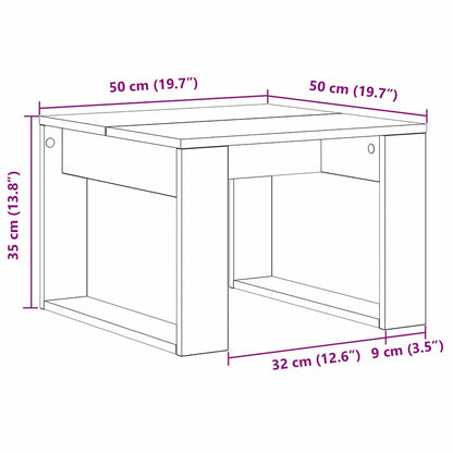 Couchtisch Schwarz Eichen-Optik 50 x 50 x 35 cm Holzwerkstoff