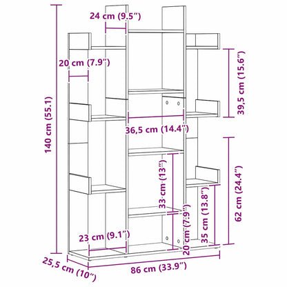 vidaXL Bücherregal Schwarz Eichen-Optik 86 x 25,5 x 140 cm