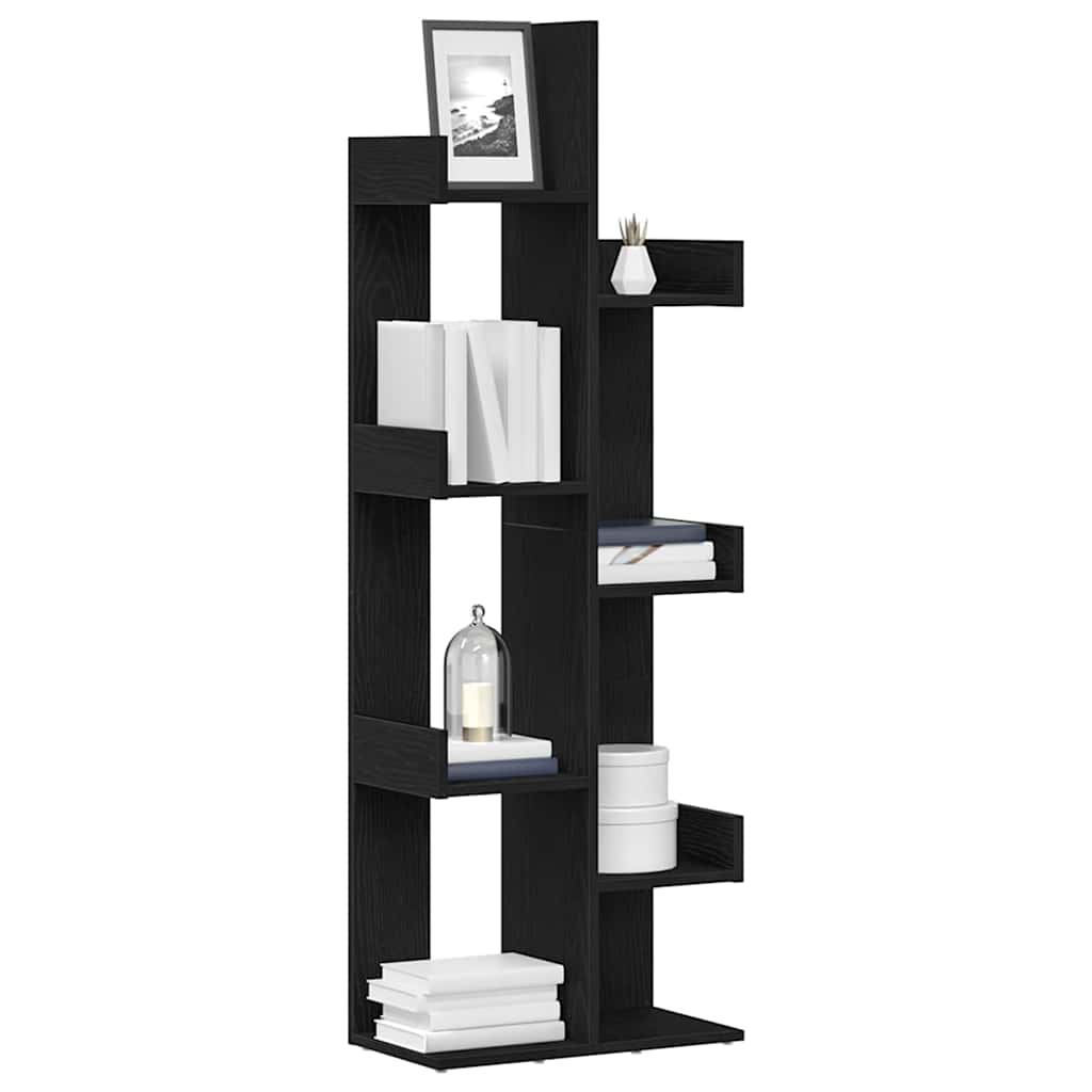 Bücherregal Schwarz Eichen-Optik 48 x 25,5 x 140 cm