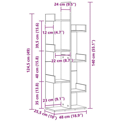 Bücherregal Schwarz Eichen-Optik 48 x 25,5 x 140 cm