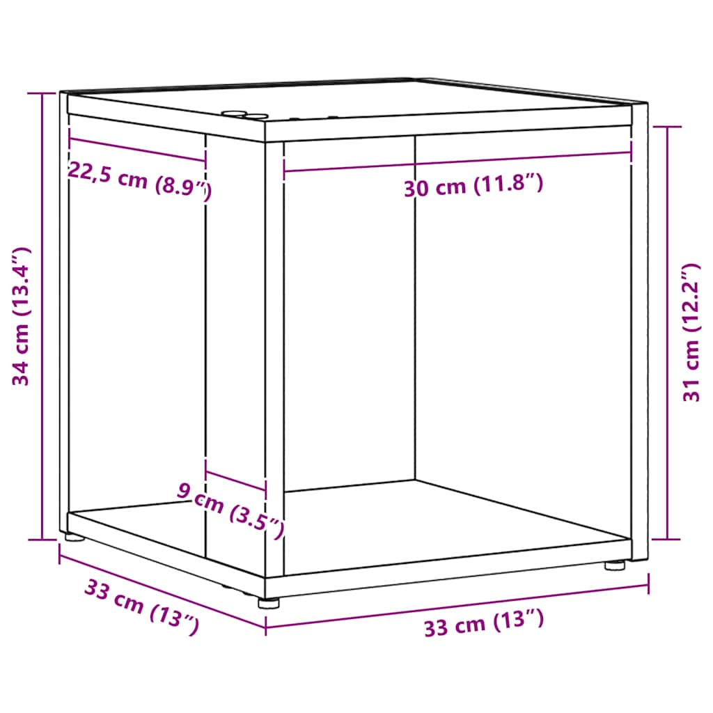 vidaXL Eckregale Schwarz Eichen-Optik 33 x 33 x 34,5 cm Holzwerkstoff