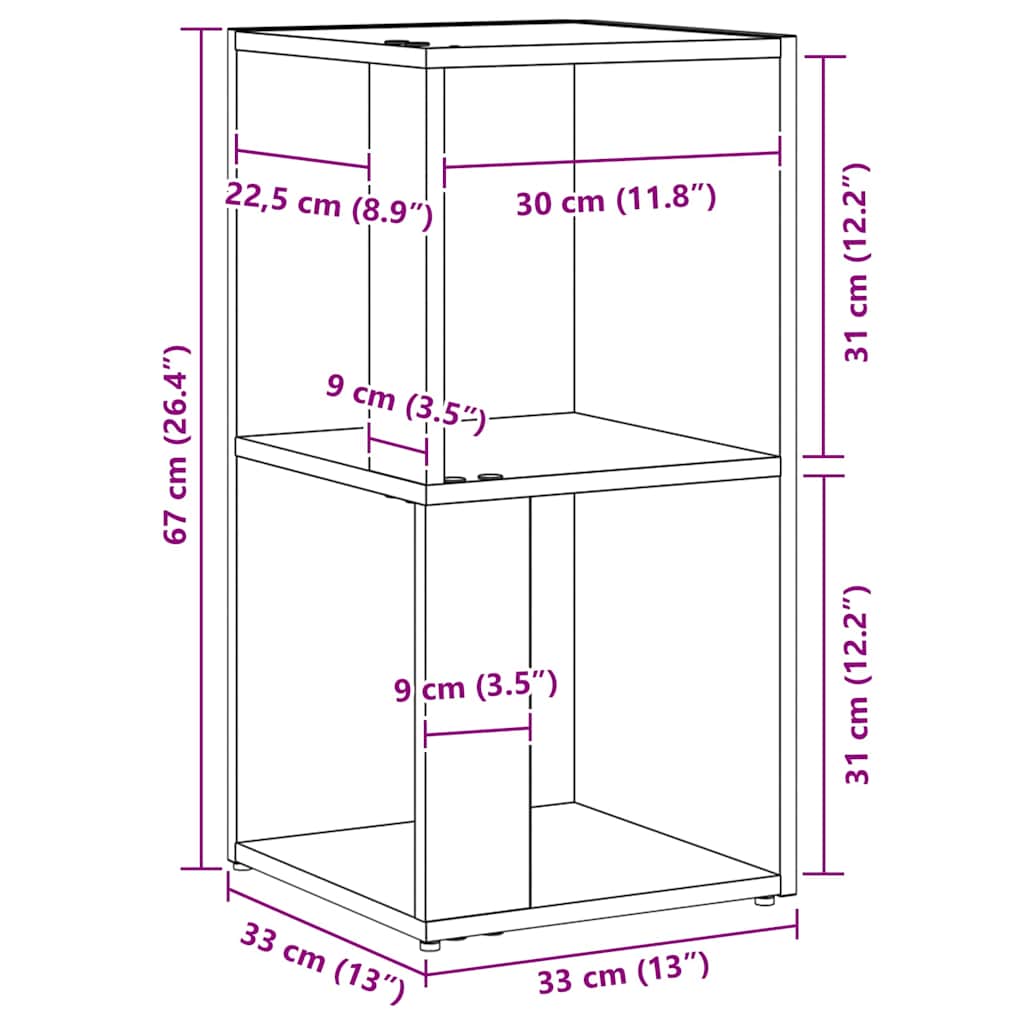 vidaXL Eckregale Schwarz Eichen-Optik 33 x 33 x 67 cm Holzwerkstoff