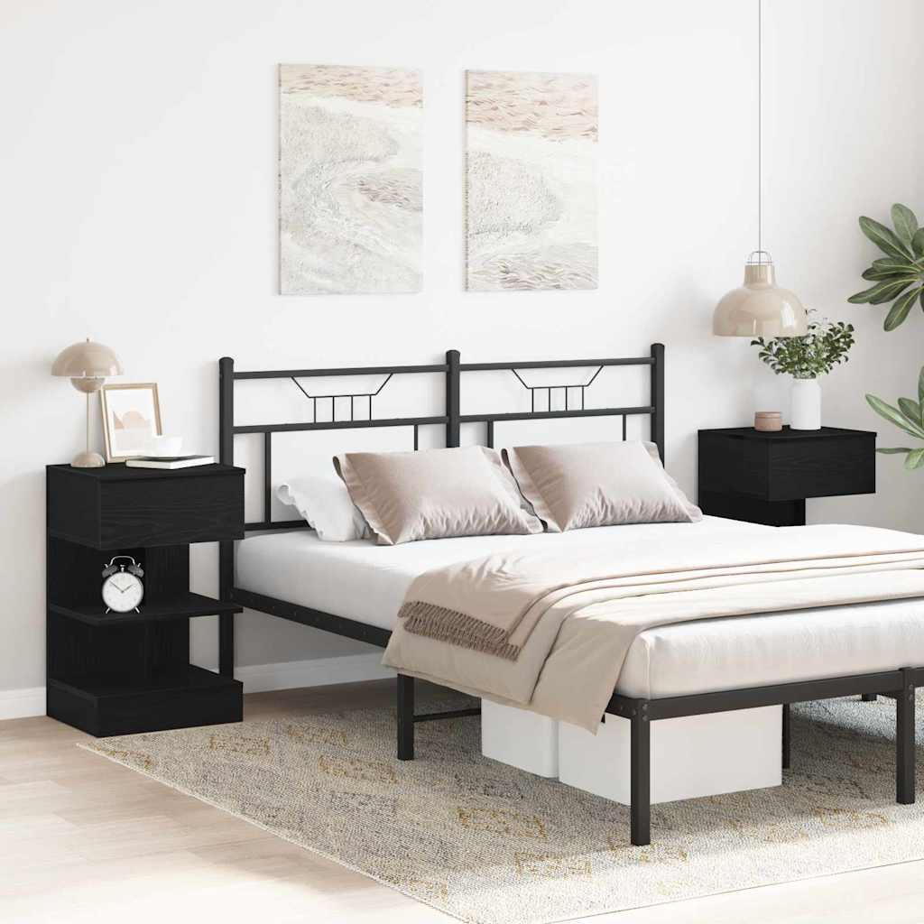 Nachttisch 2 pcs Schwarz Eichen-Optik 40 x 35 x 65 cm