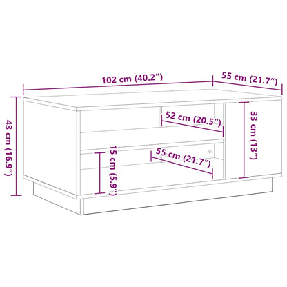 vidaXL Table basse noir aspect chêne 102 x 55 x 43 cm Bois d'ingénierie