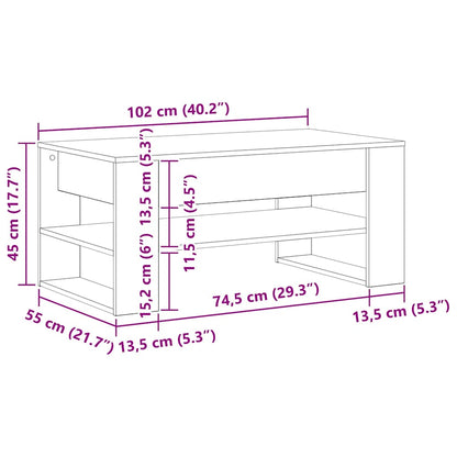 Couchtisch Artisan-Eiche 102 x 55 x 45 cm Holzwerkstoff
