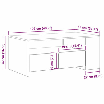 vidaXL Couchtisch Altholz 102 x 55 x 43,5 cm Holzwerkstoff