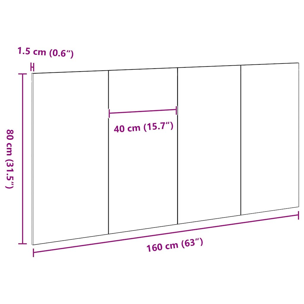 vidaXL Bettkopfteil Schwarz Eichen-Optik 160 x 1,5 x 80,5 cm
