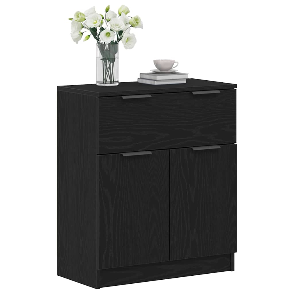 Sideboard Schwarz Eichen-Optik 60 x 30 x 70 cm Holzwerkstoff