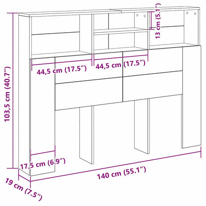 Kopfteil Schrank Schwarz Eichen-Optik 140 x 19 x 103,5 cm