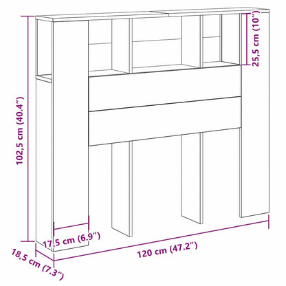 vidaXL Kopfteil Schrank Schwarz Eichen-Optik 120 x 18.5 x 102.5 cm