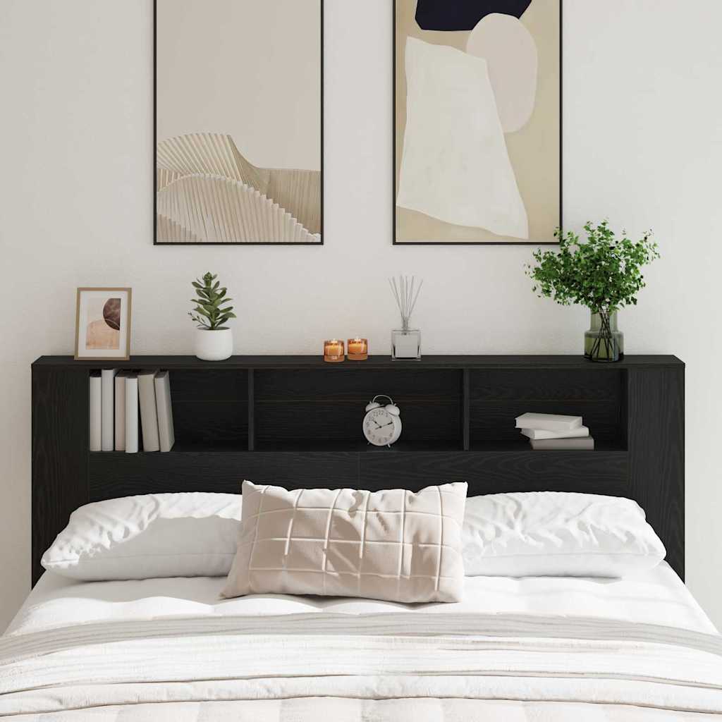 vidaXL Kopfteil Schrank Schwarz Eichen-Optik 200 x 18,5 x 102,5 cm