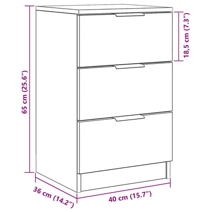 vidaXL Nachttisch 2 pcs Schwarz Eichen-Optik 40 x 65 x 65 cm