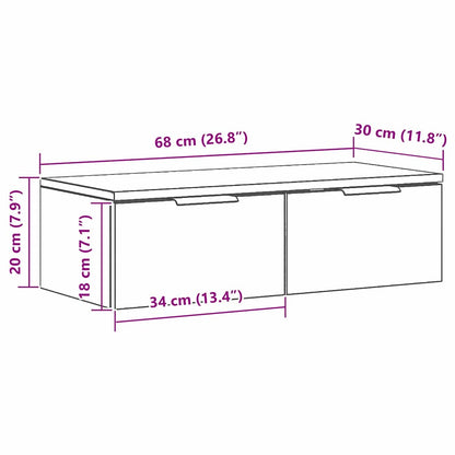 vidaXL Wandschrank Schwarz Eichen-Optik 68 x 30 x 20 cm Holzwerkstoff