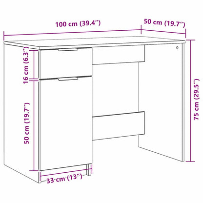 Schreibtisch mit Speicher Schwarz Eichen-Optik 100 x 50 x 75 cm