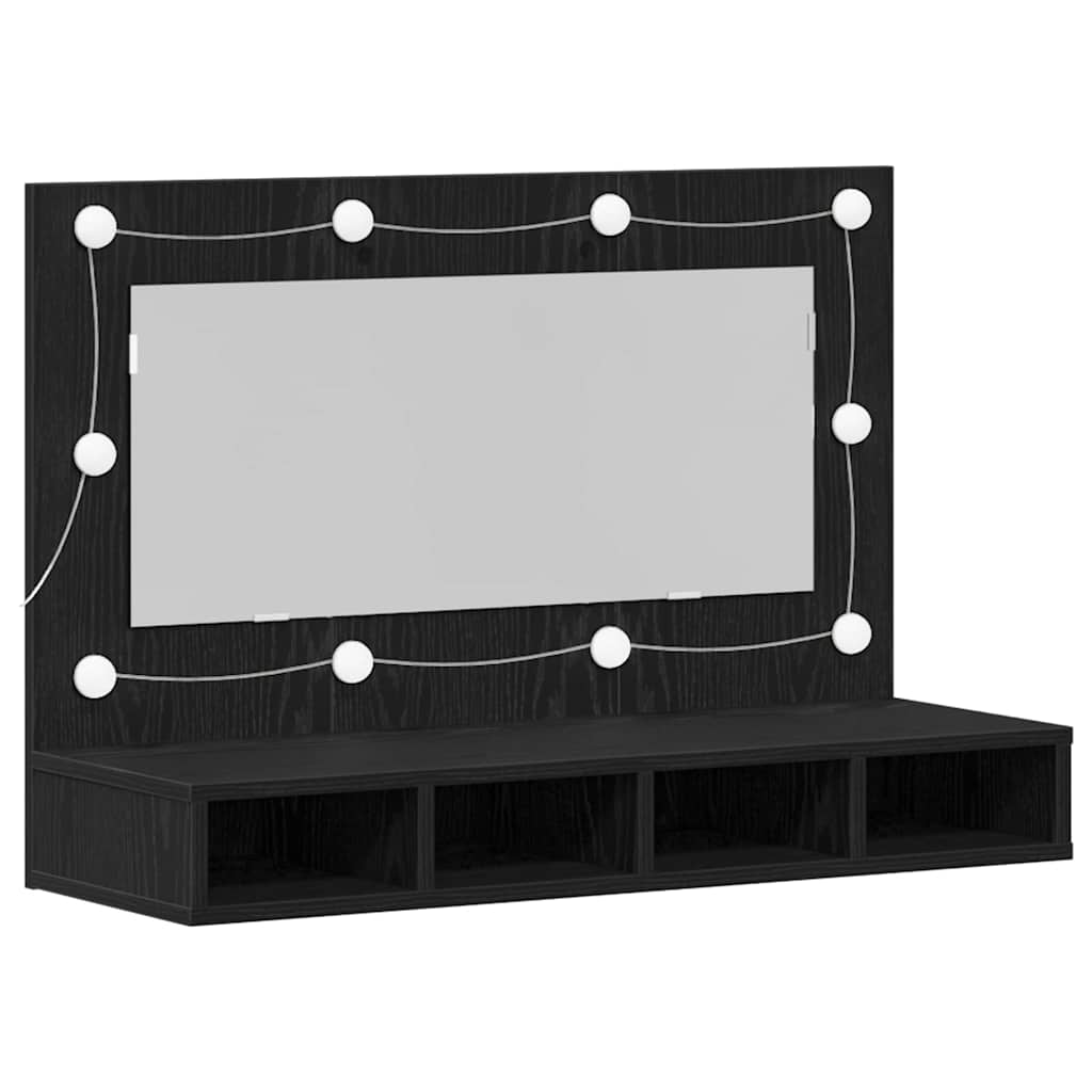 Spiegelschrank mit Regal Schwarz Eichen-Optik 90 x 31,5 x 62 cm