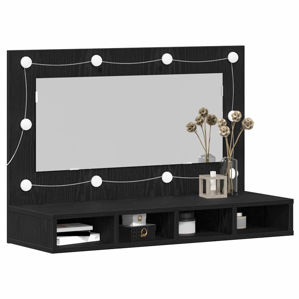 Spiegelschrank mit Regal Schwarz Eichen-Optik 90 x 31,5 x 62 cm