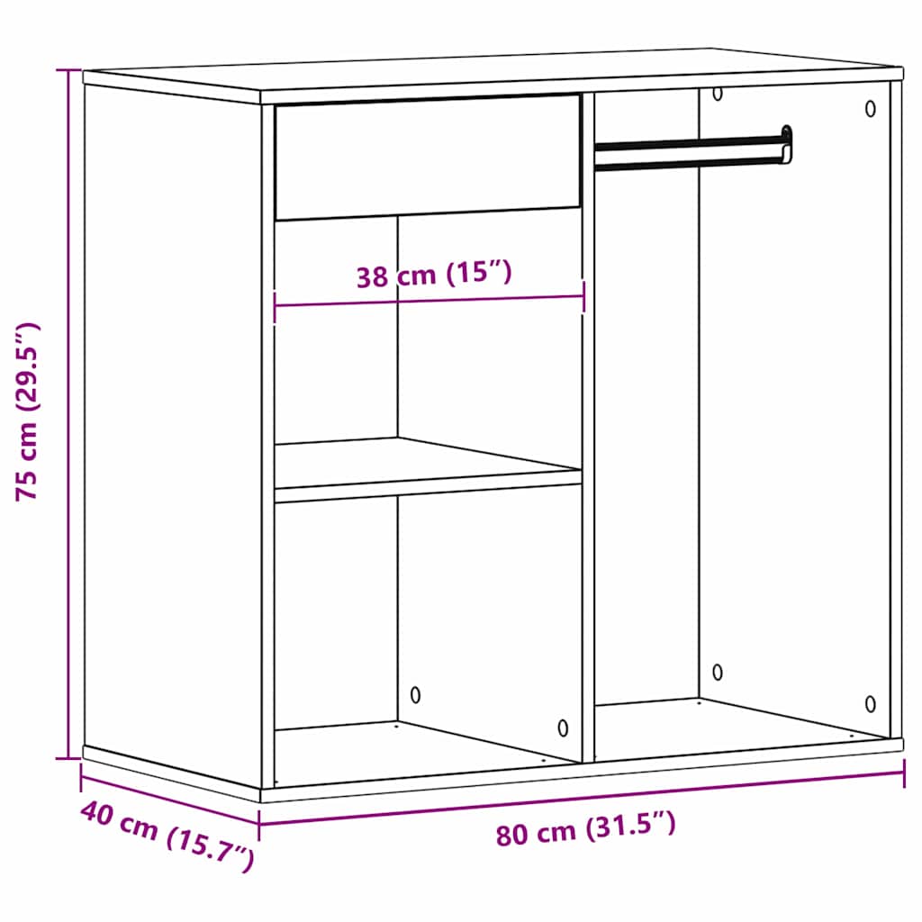vidaXL Kosmetikschrank mit Regal Schwarz Eichen-Optik 80 x 40 x 75 cm