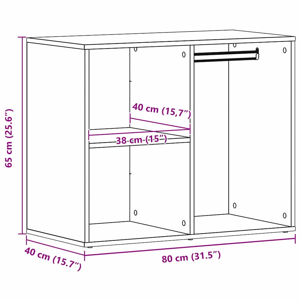 vidaXL Kosmetikschrank mit Regal Schwarz Eichen-Optik 80 x 40 x 65 cm