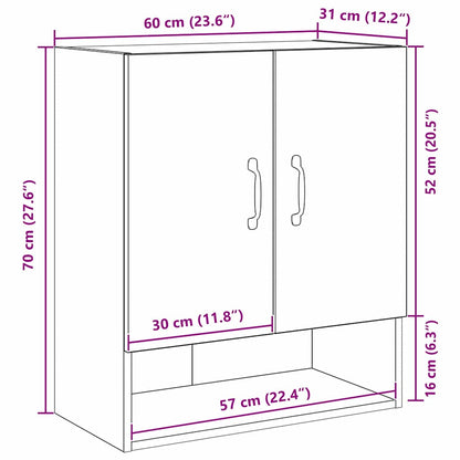 vidaXL Armoire murale Noir aspect chêne 60 x 30 x 70 cm Bois d'ingénierie
