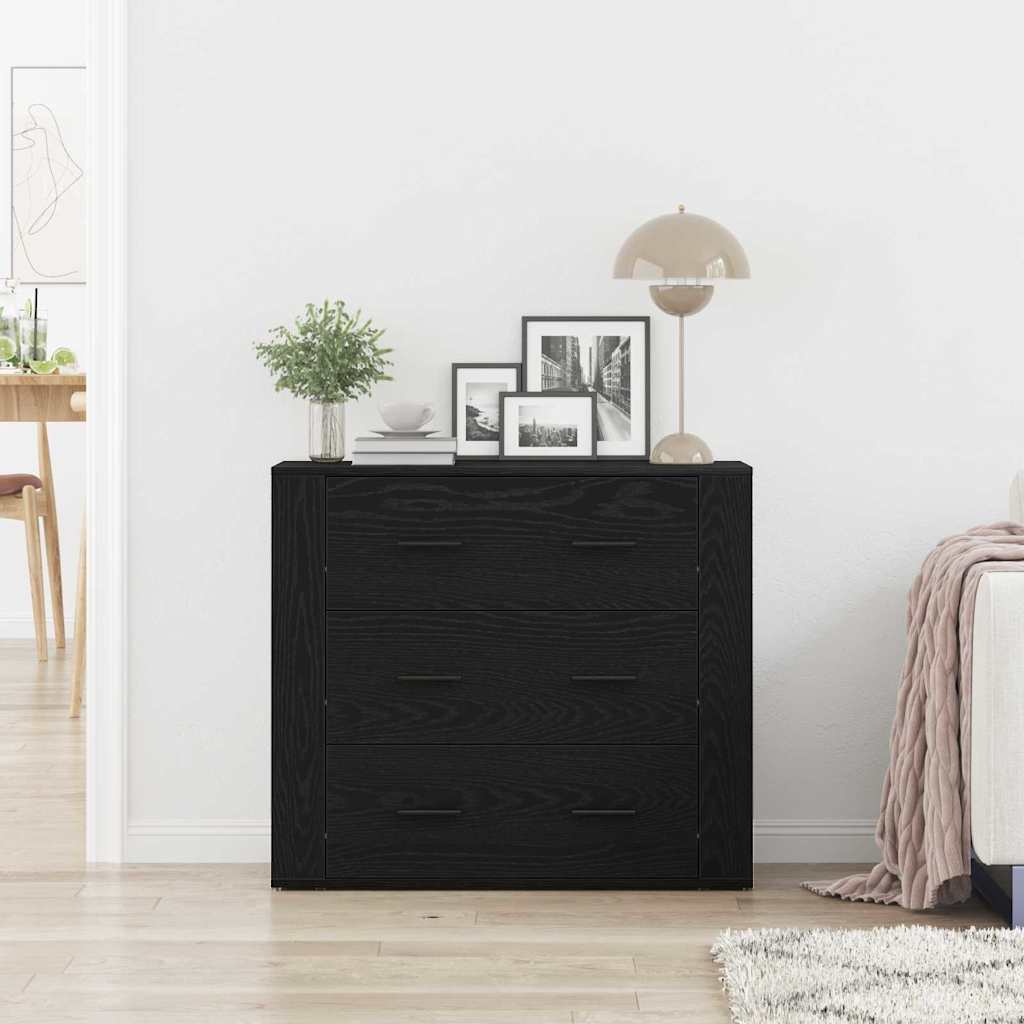 Sideboard Schwarz Eichen-Optik 80 x 33 x 70 cm Holzwerkstoff