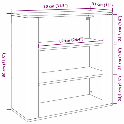 vidaXL Wandschrank Schwarz Eichen-Optik 80 x 33 x 80 cm Holzwerkstoff