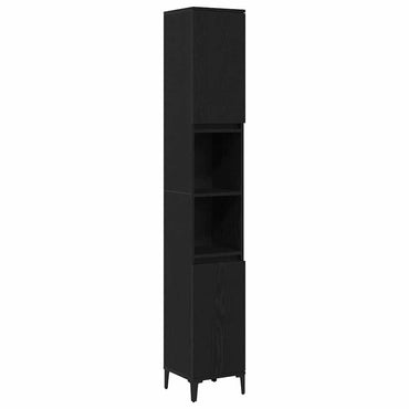 vidaXL Badezimmerschrank mit Tür Schwarz Eichen-Optik 30 x 30 x 190 cm