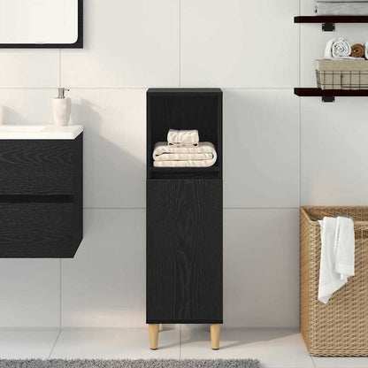 vidaXL Badezimmerschrank mit Tür Schwarz Eichen-Optik 30 x 30 x 100 cm