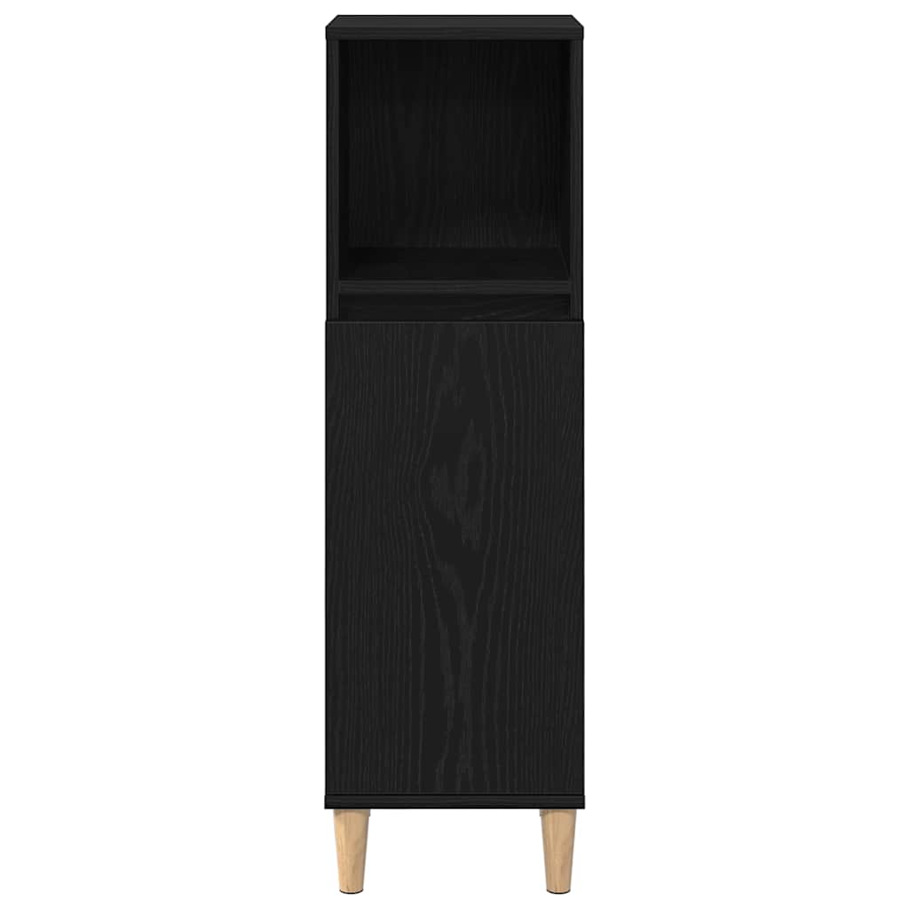 vidaXL Badezimmerschrank mit Tür Schwarz Eichen-Optik 30 x 30 x 100 cm
