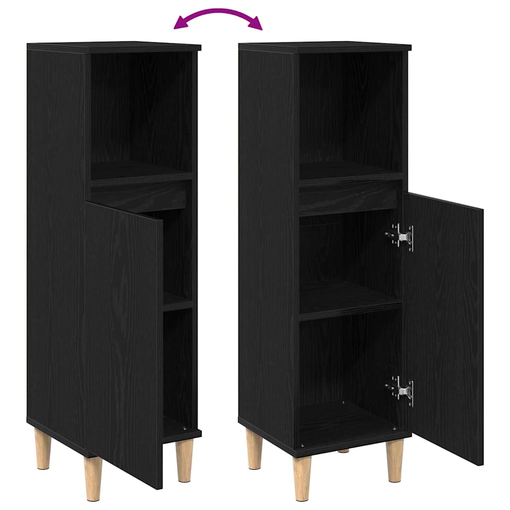 vidaXL Badezimmerschrank mit Tür Schwarz Eichen-Optik 30 x 30 x 100 cm