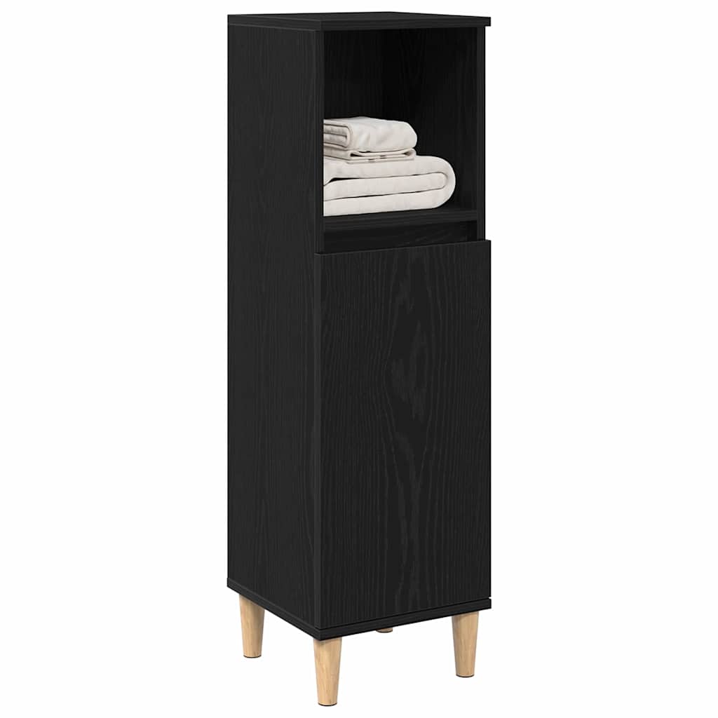 vidaXL Badezimmerschrank mit Tür Schwarz Eichen-Optik 30 x 30 x 100 cm