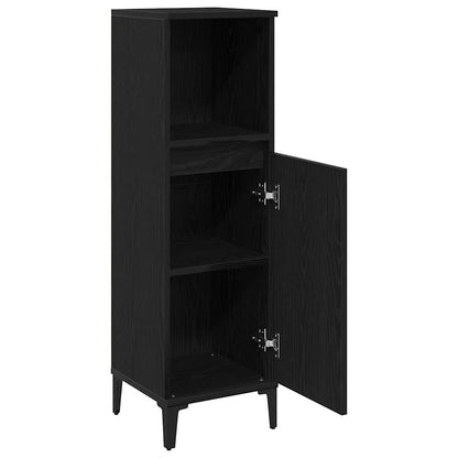 vidaXL Badezimmerschrank mit Tür Schwarz Eichen-Optik 30 x 30 x 100 cm
