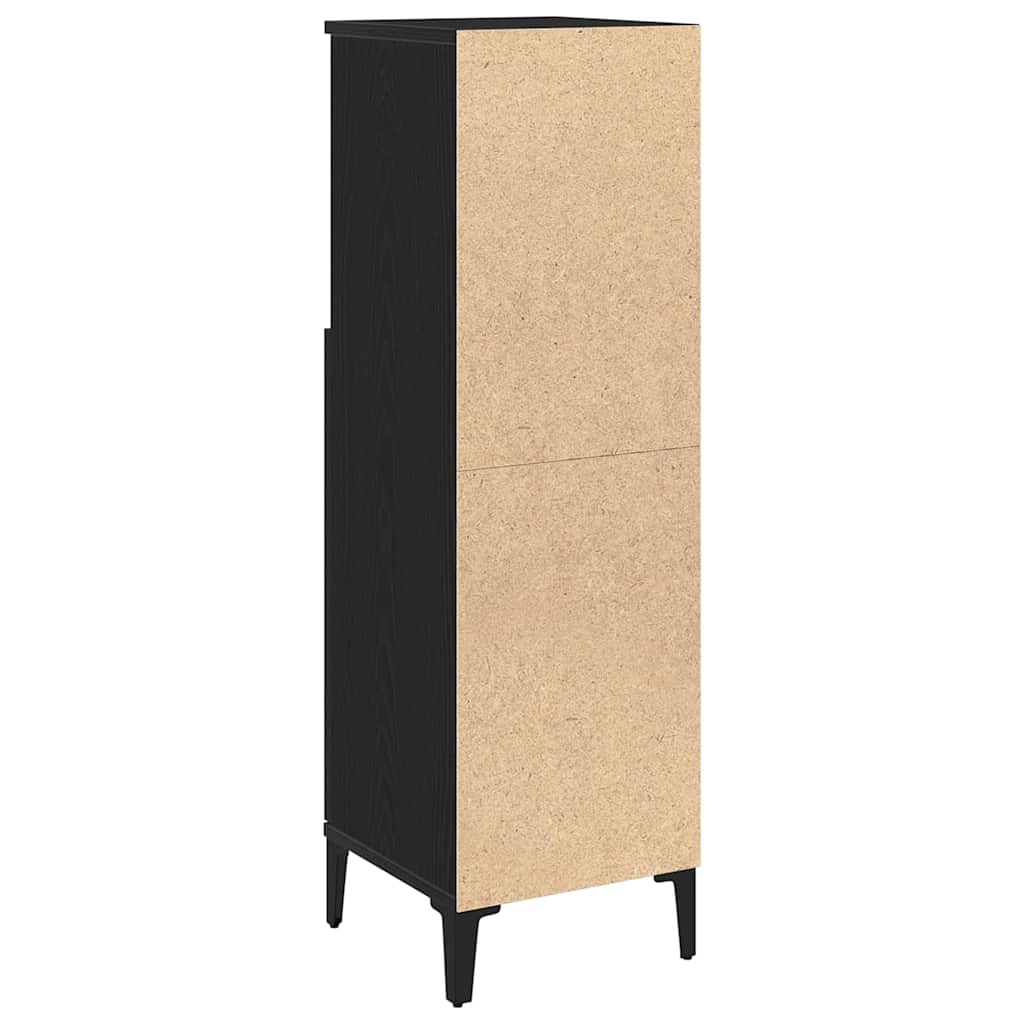 vidaXL Badezimmerschrank mit Tür Schwarz Eichen-Optik 30 x 30 x 100 cm