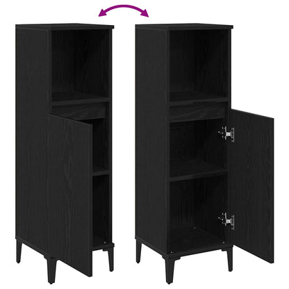 vidaXL Badezimmerschrank mit Tür Schwarz Eichen-Optik 30 x 30 x 100 cm