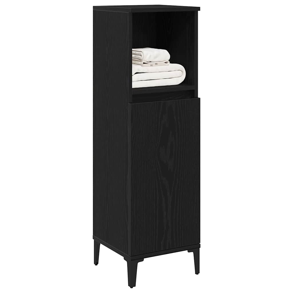 vidaXL Badezimmerschrank mit Tür Schwarz Eichen-Optik 30 x 30 x 100 cm