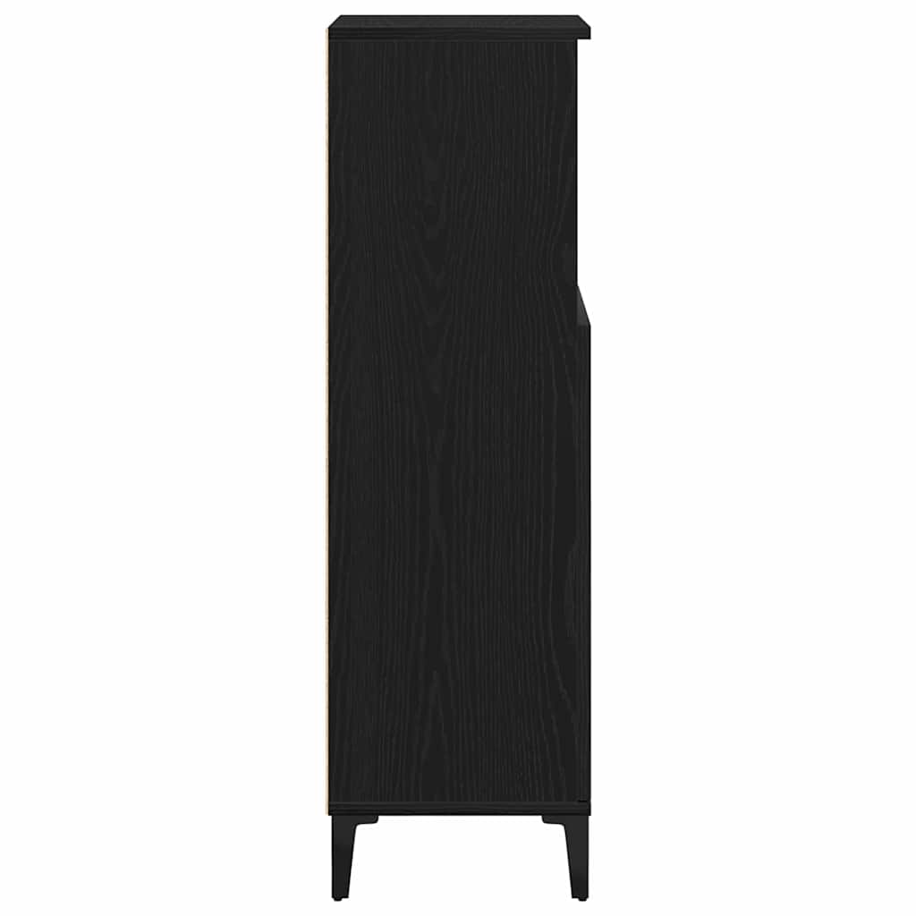 vidaXL Badezimmerschrank mit Tür Schwarz Eichen-Optik 30 x 30 x 100 cm