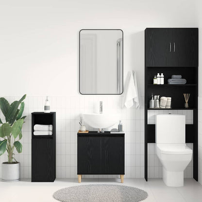 vidaXL Waschbeckenschrank mit Tür Schwarz Eichen-Optik 58 x 33 x 60 cm