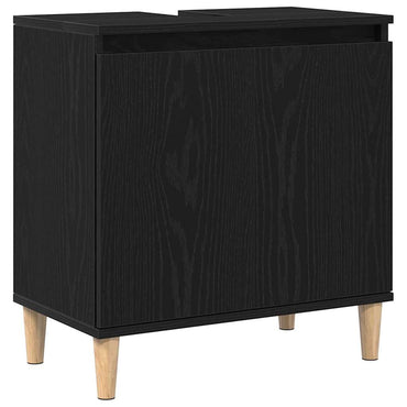 vidaXL Waschbeckenschrank mit Tür Schwarz Eichen-Optik 58 x 33 x 60 cm