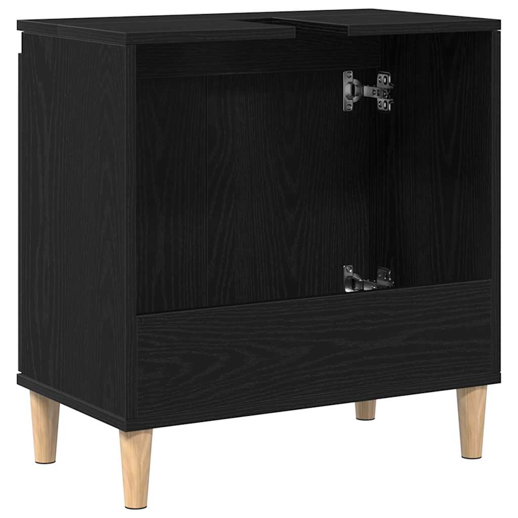 vidaXL Waschbeckenschrank mit Tür Schwarz Eichen-Optik 58 x 33 x 60 cm