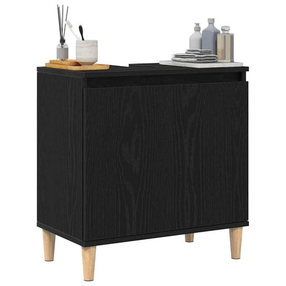 vidaXL Waschbeckenschrank mit Tür Schwarz Eichen-Optik 58 x 33 x 60 cm