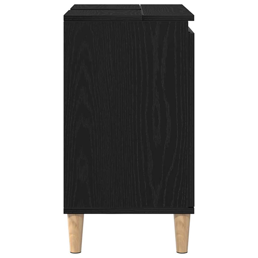vidaXL Waschbeckenschrank mit Tür Schwarz Eichen-Optik 58 x 33 x 60 cm