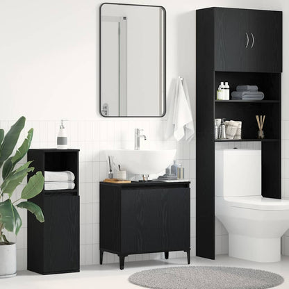 vidaXL Waschbeckenschrank mit Tür Schwarz Eichen-Optik 58 x 33 x 60 cm