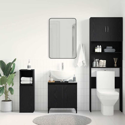 vidaXL Waschbeckenschrank mit Tür Schwarz Eichen-Optik 58 x 33 x 60 cm